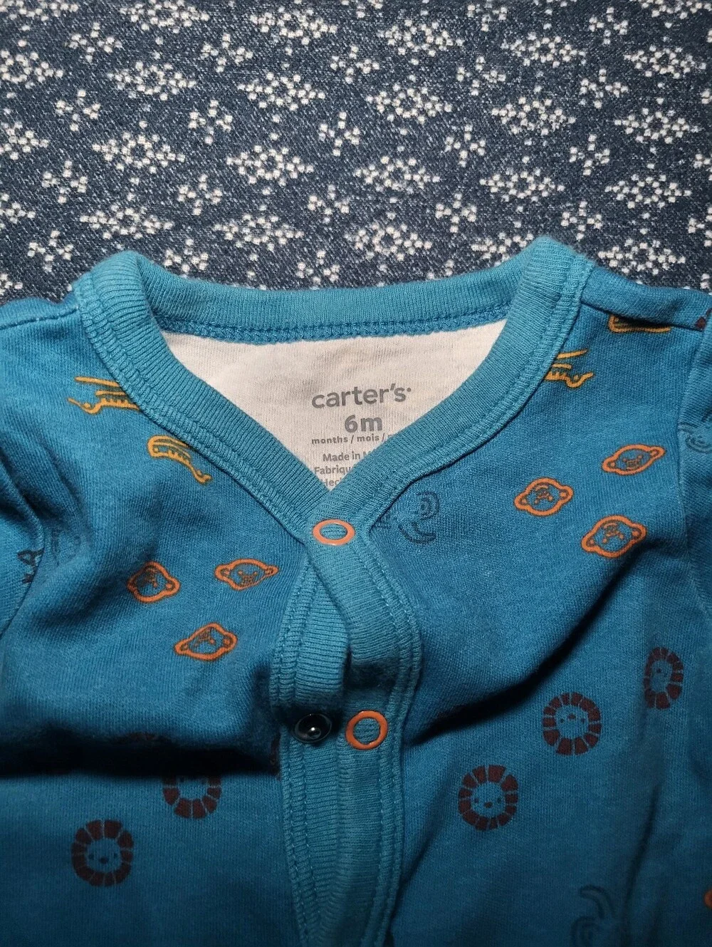Carter's Teal Footed One-Piece with Orange and Navy Accents